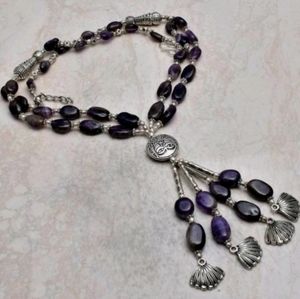 New purple and silver beaded necklace